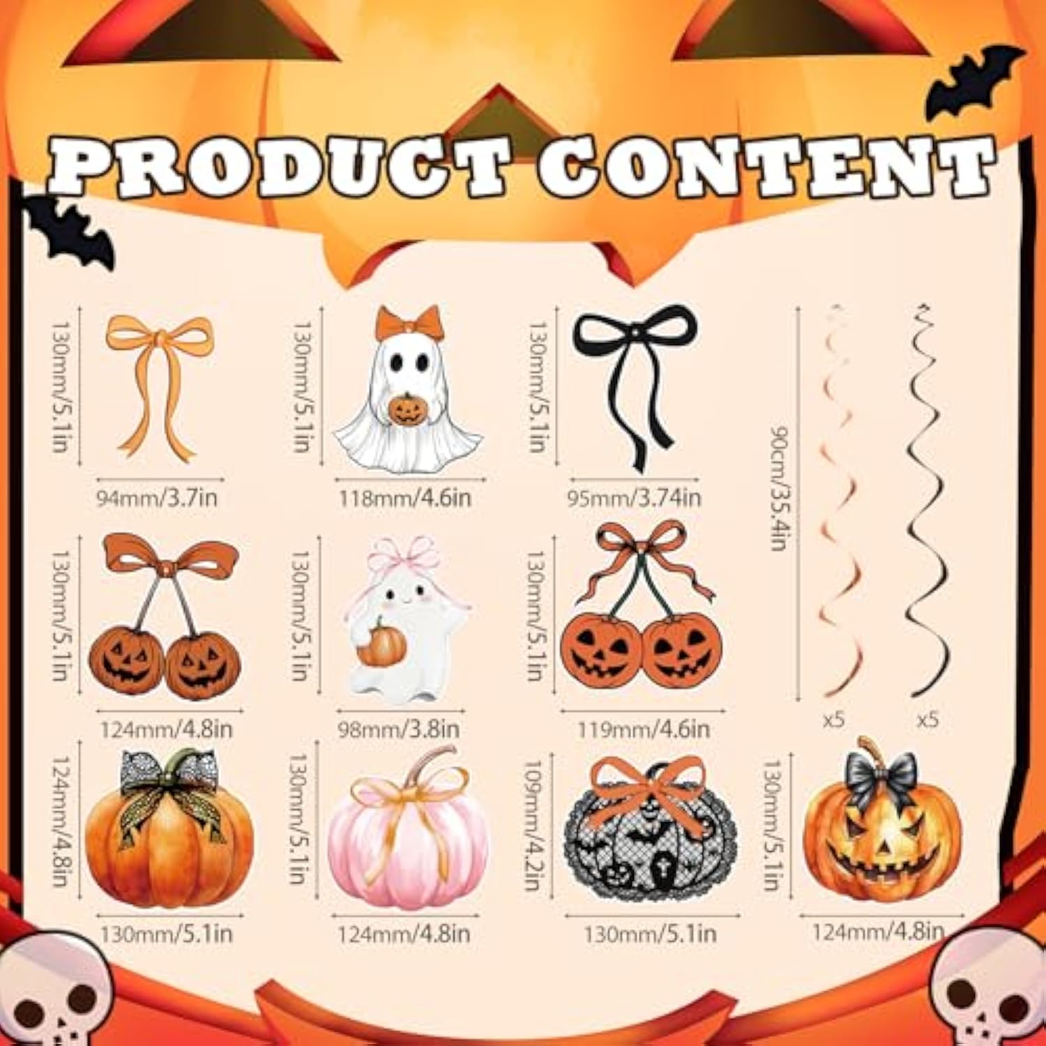Halloween Party Banner with Bows and Pumpkins Spooky Cute Decor for Kids Indoor Celebration