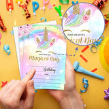 Unicorn Birthday Party Invitation, Magical Unicorn Themed Fill-In Invites For Friends, 20 Invitations With Envelopes (4" X 6"), Rainbow Party Favors Decorations And Supplies -29