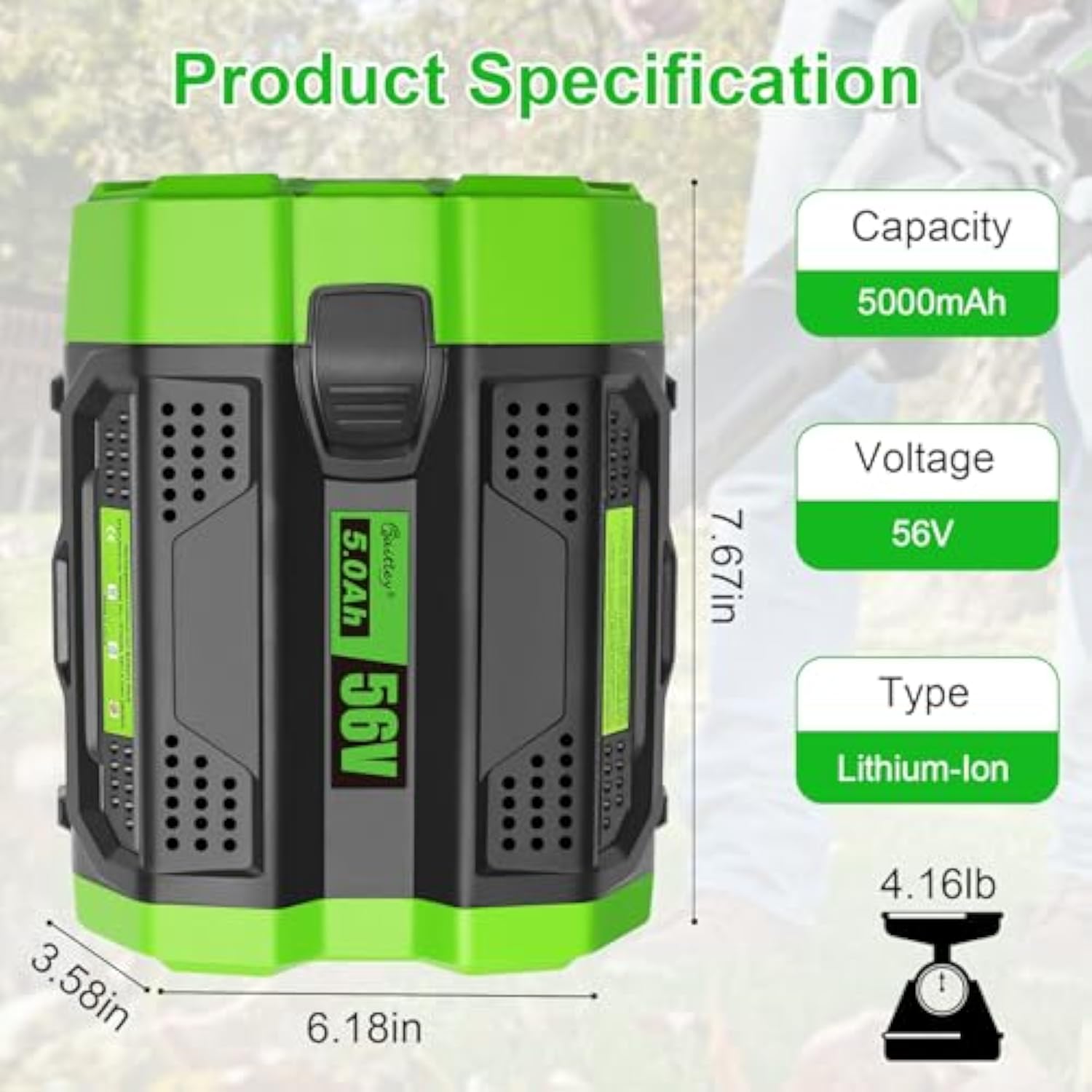 56V 5.0Ah Replacement For Ego 56V Battery Ba2800T Ba2800 Ba4200 Ba1400 Compatible With 56-Volt Ego Power+ Cordless Tools