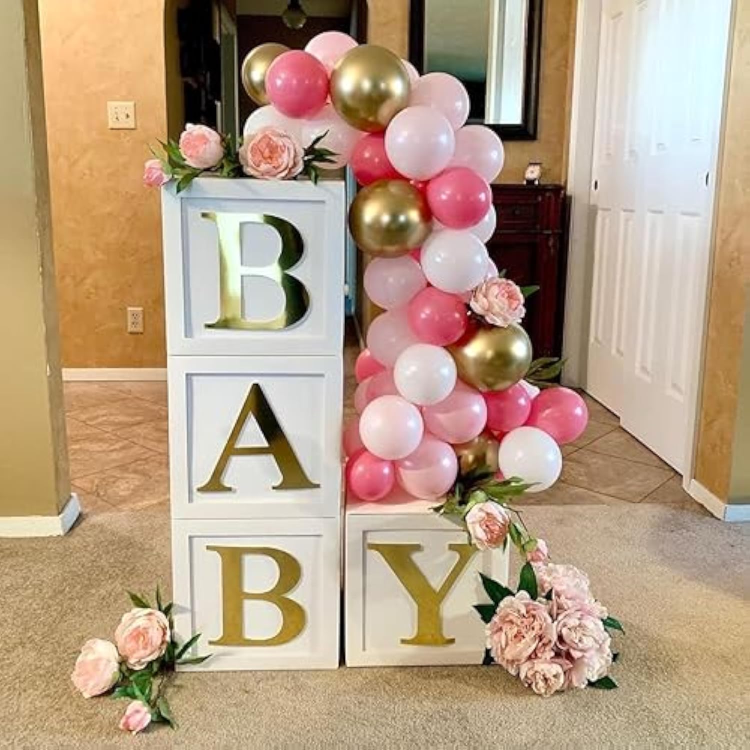 Baby Shower Decorations Baby Balloon Boxes Blocks With 30 Letters For Boy Girl 1St Birthday, Teddy Bear Baby Shower, Bridal Shower, Gender Reveal Party Decoration By
