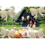 3 Pcs Macaron White Bow Balloons for Girl Birthday and Baby Shower Decor