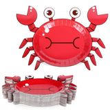 48 Pcs Crab Paper Plates Red Cartoon Crab Shape Disposable Plates 9 Inch Summer Ocean Party Tableware For Birthday Holiday Table Decor Supplies