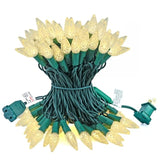 Christmas Lights Outdoor, Faceted C6 17Ft 50 Led String Lights Plug In, Extendable Green Wire Warm White Christmas Strin