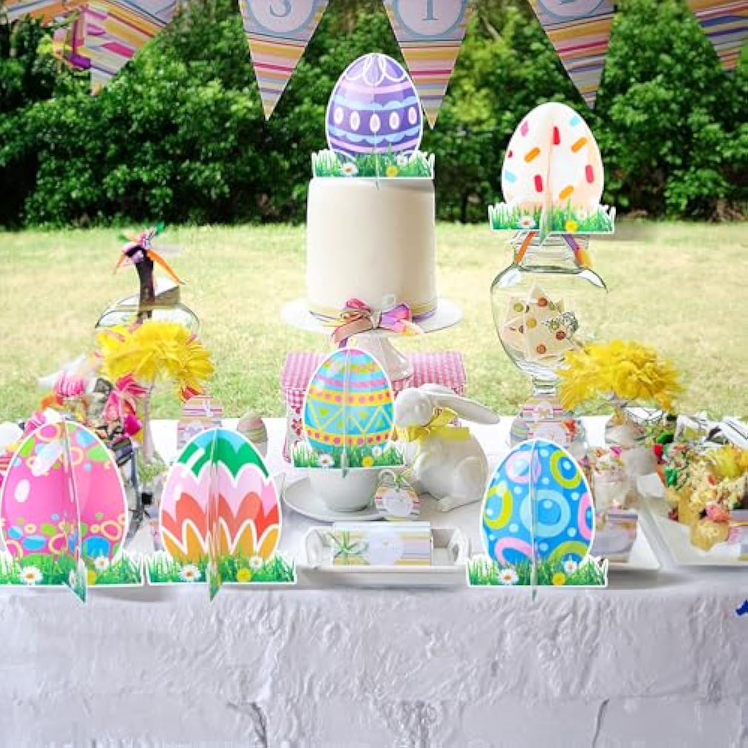 12 Pack Happy Easter Honeycomb Centerpieces For Table Decorations Bunny Easter Egg Centerpieces Decor For Easter Day Birthday Anniversary Party Supplies