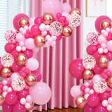 Pink Balloon Garland Arch Kit, 142Pcs Hot Pink Rose Gold Balloons With