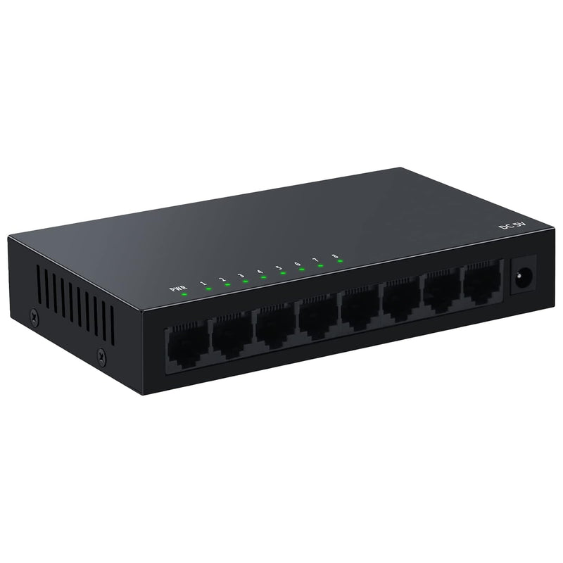 8 Port Gigabit Ethernet Switch|Desktop/Wall-Mount|Plug & Play| Fanless |Metal