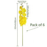 6 Pcs Artificial Phalaenopsis Flowers 32 Inch Artificial Orchid Flowers Stem Plants Fake Flowers For Home Décor (Yellow)