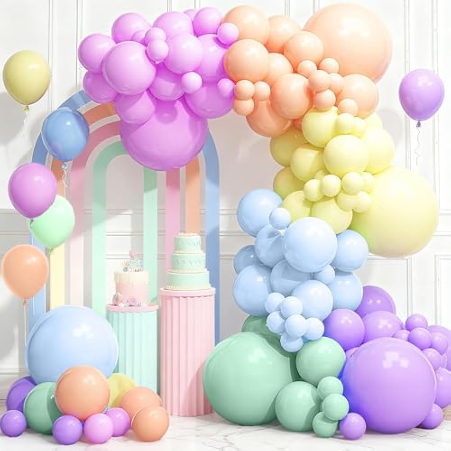 126Pcs Pastel Rainbow Easter Balloons Arch Garland Kit, 18/10/5 Inch Macaron Pastel Spring Balloon Arch For Unicorn Theme Party,Easter Spring Birthday Party,Baby Shower,Wedding Decoration