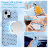 Magnetic Polka Dot Phone Case for iPhone 15, Blue, Fashion Cute Design