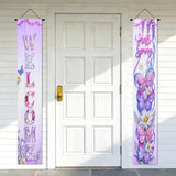 Welcome Hello Spring Butterfly Wisteria Door Banner Polyester 70X12 Inches - Door Banners For Outside, Spring Butterfly Decor For Home, Garden, Outdoor