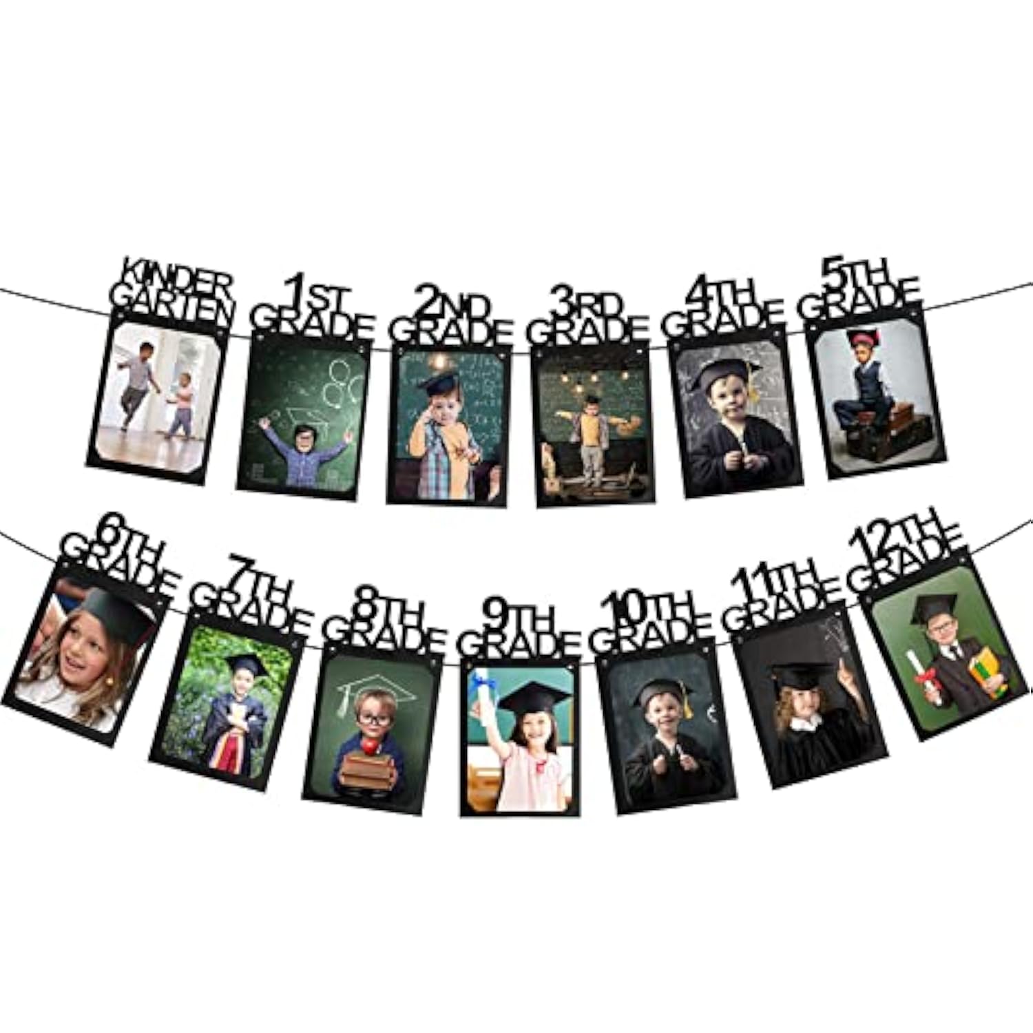 Graduation Photo Banner For Party Decoration, Including Kindergarten To 12Th Grade Picture Banner Middle High School College Graduation Party Supplies