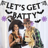 Halloween Black & Purple Spider-Web Party Decorations with Bats, Spiders and Swirls