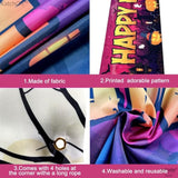 Extra Large Happy Halloween Banner 120x20 Inch Purple Outdoor Summerween Party Decor