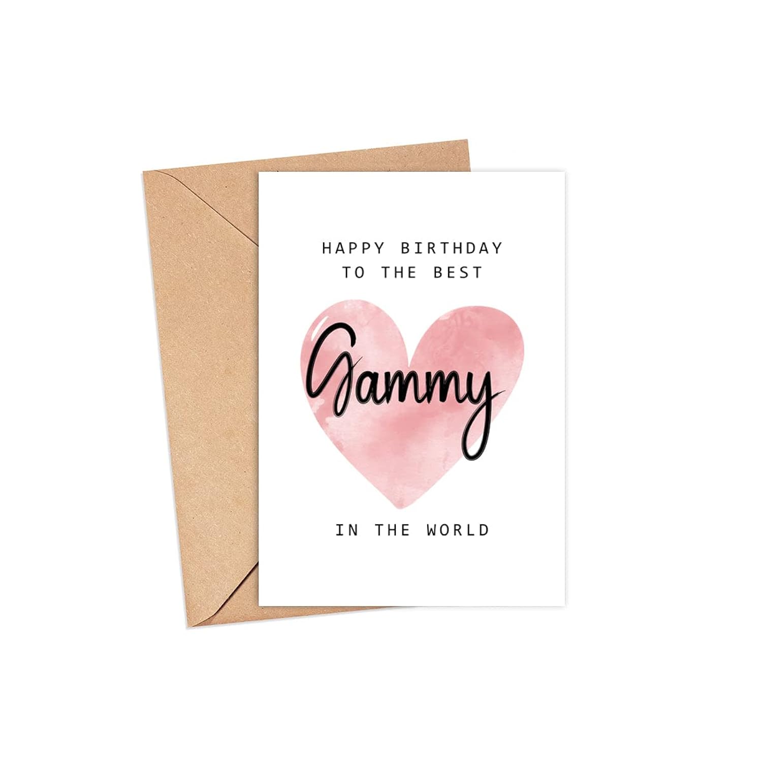 Greeting Card - Happy Birthday To The Best Gammy In The World - Gammy Birthday Card - Modern Letter Print - Pink & White - Love Theme - Unisex-Adults