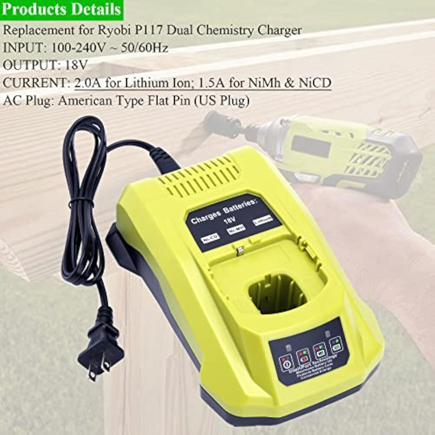 2-Pack 6.5Ah 18V High-Capacity Lithium Batteries for Ryobi One+ Tools