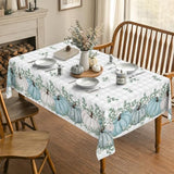 Fall Tablecloth 60x84 Inch Rectangular, Thanksgiving Autumn Harvest Blue Pumpkin Buffalo Plaid Table Cover for Party Picnic Dinner Decor
