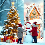 Christmas Gingerbread House Door Cover Peppermint Candy Cane Banner