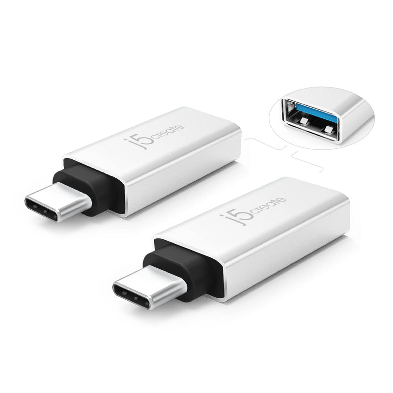 j5create USB C to USB Type-A Adapter [2 Pack] - USB C Male to USB3 Female Adap