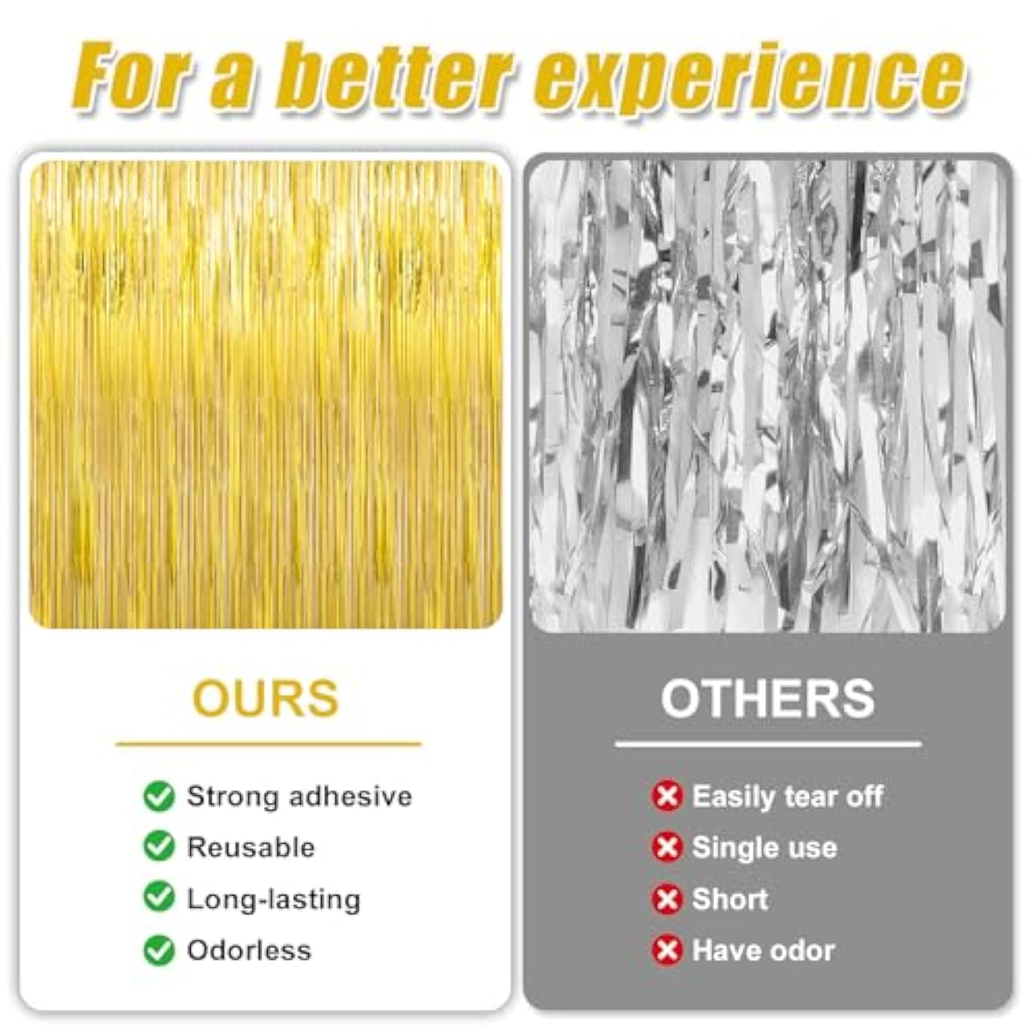 3 Pack 3.3 X 9.9 Ft Gold Foil Fringe Glitter Curtains Party Decorations, Tinsel Backdrop For Parties, Door Streamers For Birthday, Photo Booth Backdrops, Party Decor