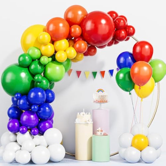 Rainbow Balloons Different Sizes 150Pcs 18/12/10/5 Inch Rainbow Balloon Garland Arch Kit Quality Latex Balloons Assorted Colors Decorations For Birthday Party Baby Shower Wedding