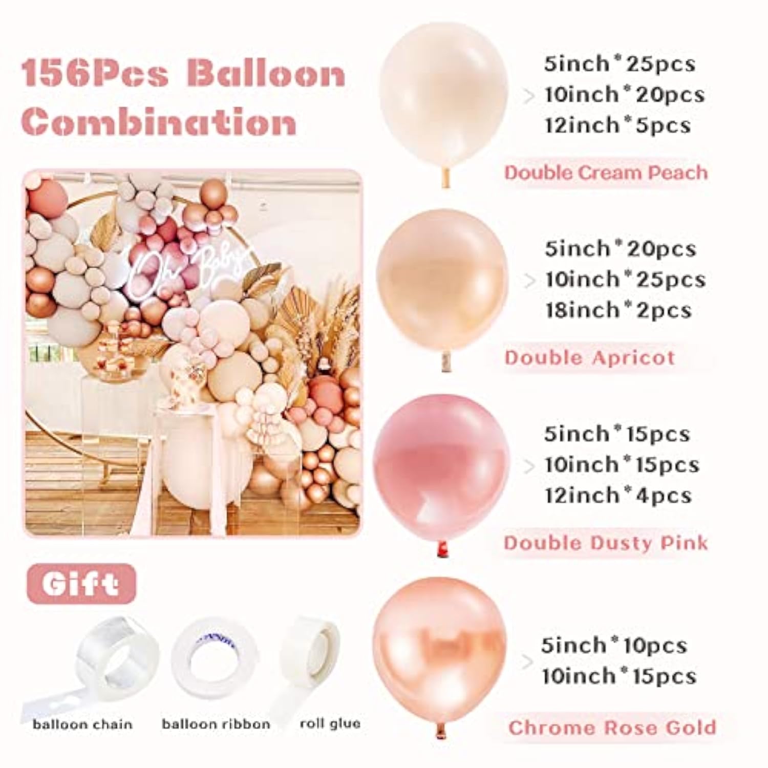 Boho Balloon Arch Kit: Rose Gold & Pastel Party Decor