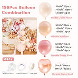 Diy Balloon Arch Garland Kit 156Pcs Double-Stuffed Dusty Pink Cream Pe