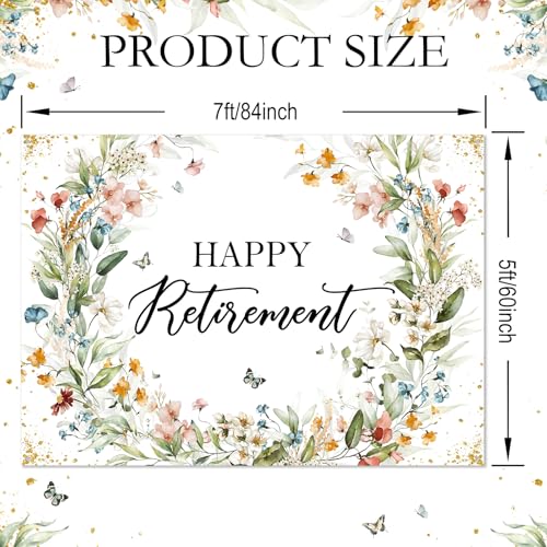 Happy Retirement Banner Wildflower Themed Happy Retirement Party Decorations Backdrop Floral We Will Miss You Going Away Retire Party Decor (7x5ft)