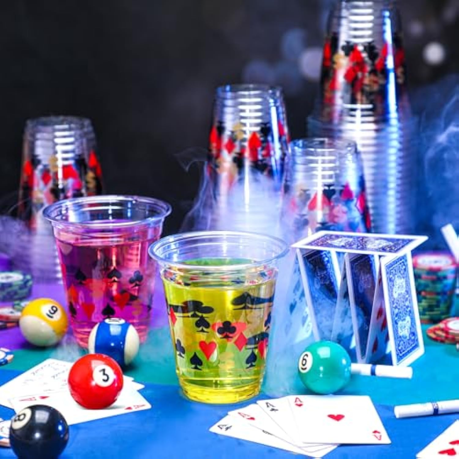 50 Pcs Casino Party Supplies Cups 12 Oz Poker Party Las Vegas Decoration Disposable Plastic Cups Casino Game Night Supplies For Hot Cold Drinking Birthday Wedding Favor