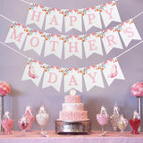 Happy Mother's Day Decorations, Happy Mothers Day Banner with Hanging Swirls, Honeycomb Balls Decorations for Party Supplies Decor Home Office, Pink