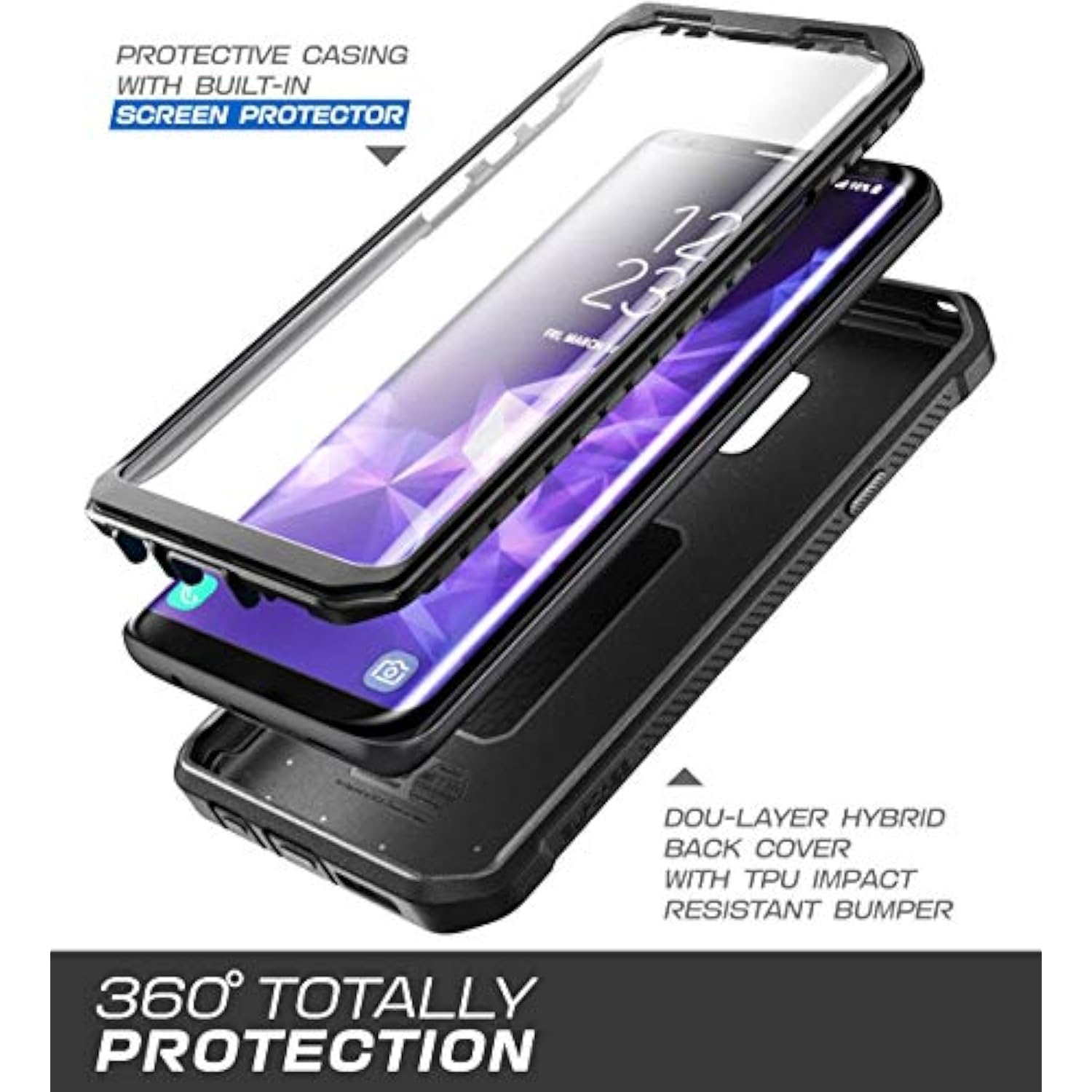 SUPCASE Unicorn Beetle Pro Rugged Case for Galaxy S9 with Screen Protector - Black