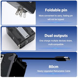 2 In 1 Gan Charger 120W, New Scalable Retractable 120W Fast Charger Module, All In 1 Foldable Charging Adapter Wall Plug For Phone, Tablet, Laptops (Orange)