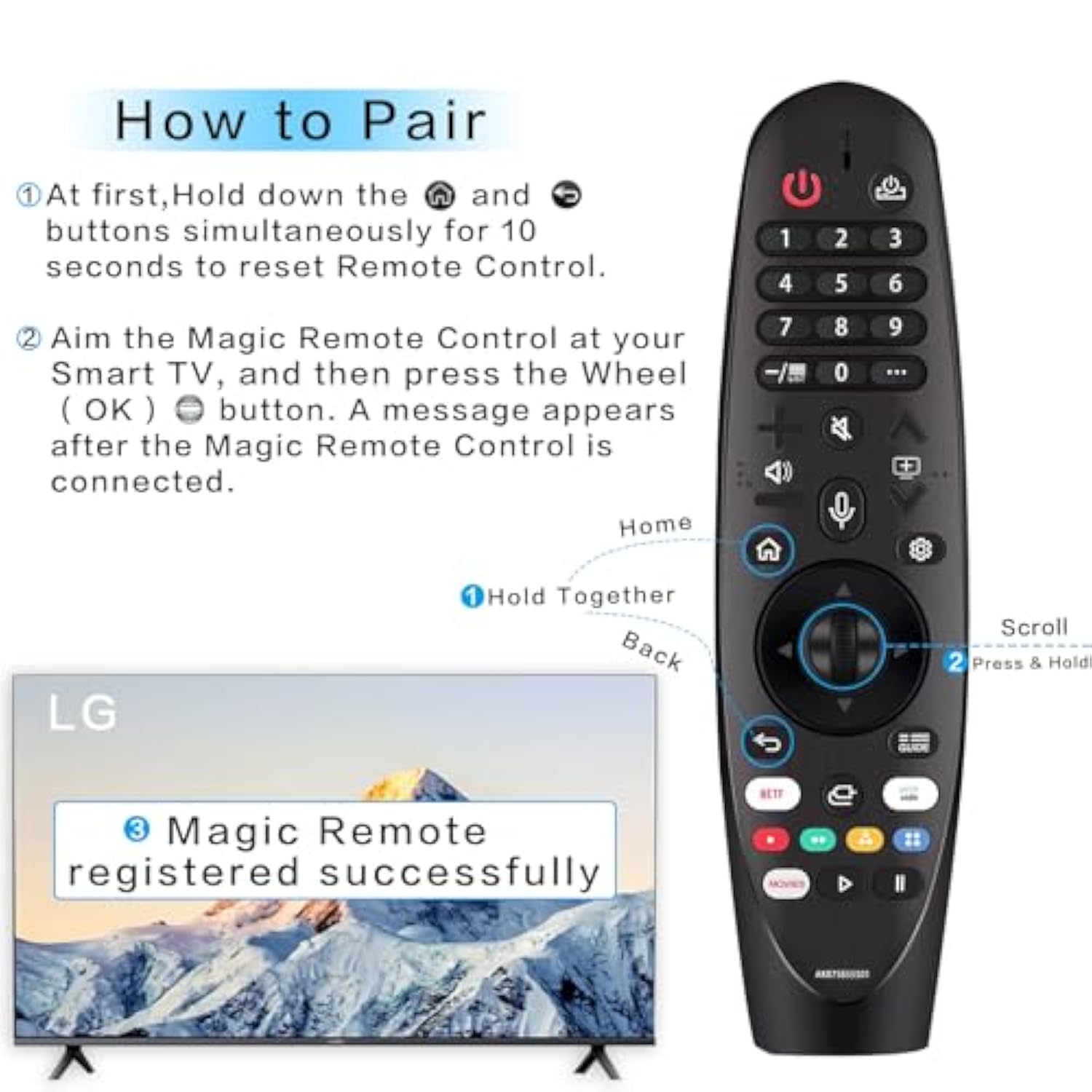 Replacement Magic Remote for LG Smart UHD OLED QNED NanoCell 4K 8K TVs