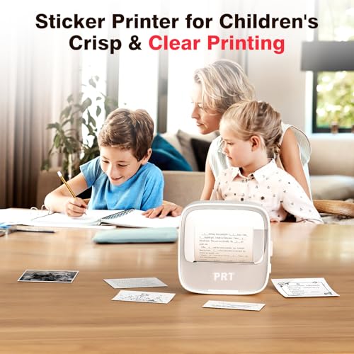 Sticker Printer, Mini Print With 1 Rolls Paper,Pod Bluetooth Portabel Sticker Maker Thermal Printer Inkless With Multiple Templates For Phone & Tablet
