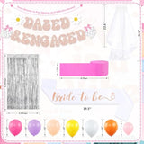 Dazed And Engaged Bachelorette Decorations, 70S Retro Groovy Bachelorette Party Decoration, Pink Orange Daisy Groovy Balloon Arch Bridal Shower Party Fringe Backdrop, Bride To Be Sash And Veil