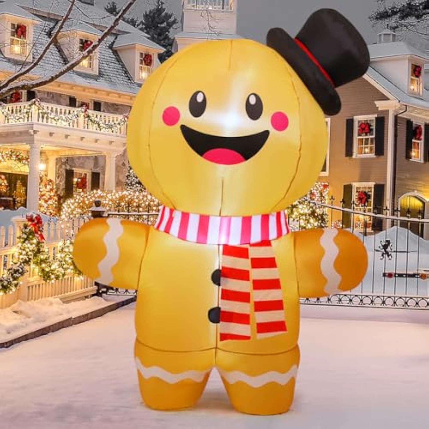 6.2 Ft Christmas Inflatables Gingerbread Man Outdoor Decorations Blow Up Yard Gingerbread Inflatable With Built-In Leds