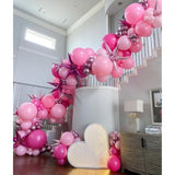 Pink Balloon Garland Arch Kit With Star Foil Balloons, Metallic Pink Matt Pink Hot Pink Pastel Pink Balloons Arch Kit For Girls Women Birthday Wedding Baby Shower Princess Theme Party Decorations