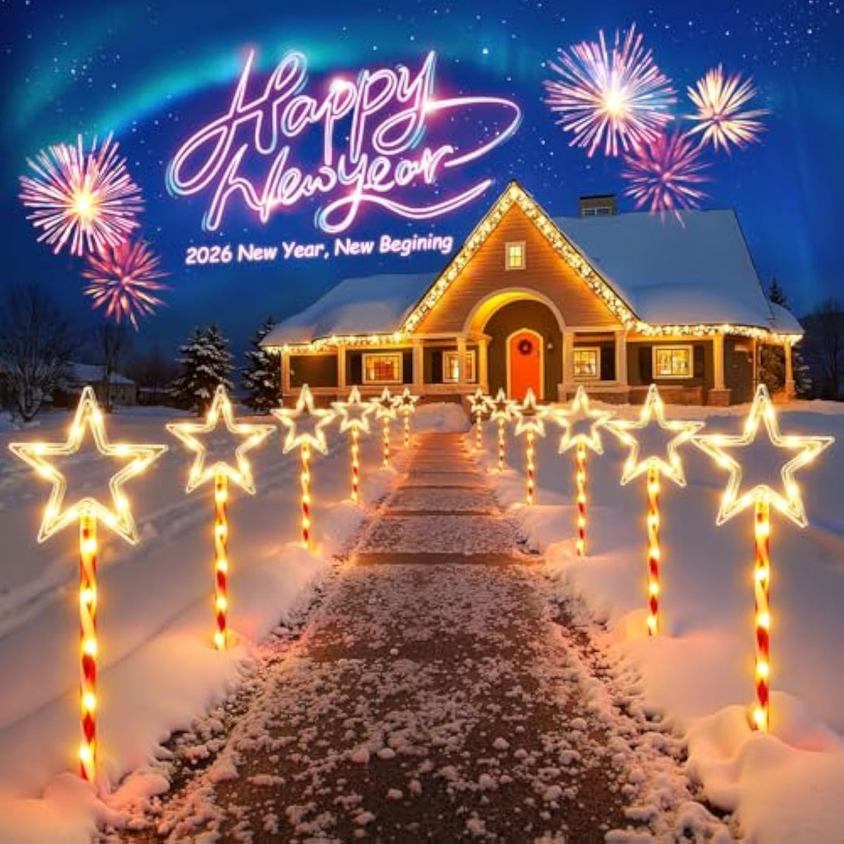 12 Pack Christmas Decorations Outdoor, Twinkling Big Star Solar Christmas Lights With 180 Bright Led And 10 Lighting Modes, Warm White Waterproof Xmas Decor For Pathway Yard