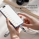5-In-1 Otg Cable With Usb C Fast Charging Led Display And Micro Sd Card Reader, Multi Usbc Charger Combo Lightning/Type C/Usb A Tf Card Otg For Iphone Ipad Macbook Airpods Pro Samsung-140W 5 Ft