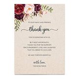 Thank You Wedding Place Setting Cards (Set Of 50) Made In Usa, Jumbo Floral Table Message - Watercolor Red Roses On Tan X-Large 5X7 With Love From The Newlyweds Engagement Rehearsal Party