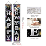 Silver Happy New Year Porch Banner Decorations With Fireworks Clock Night City 71 X 12 Inch Holiday Party Banners Front Door Hanging Banner Entryway New Year Winter For Wall Fireplace Party Holiday Home Kids Decor