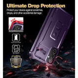 For Samsung Galaxy A54 5G Phone Case, [Extra Front Frame] [Built-In Screen Protector & Kickstand] Heavy Duty Military Grade Protection Shockproof Case For Samsung A54 5G, Phantom Purple