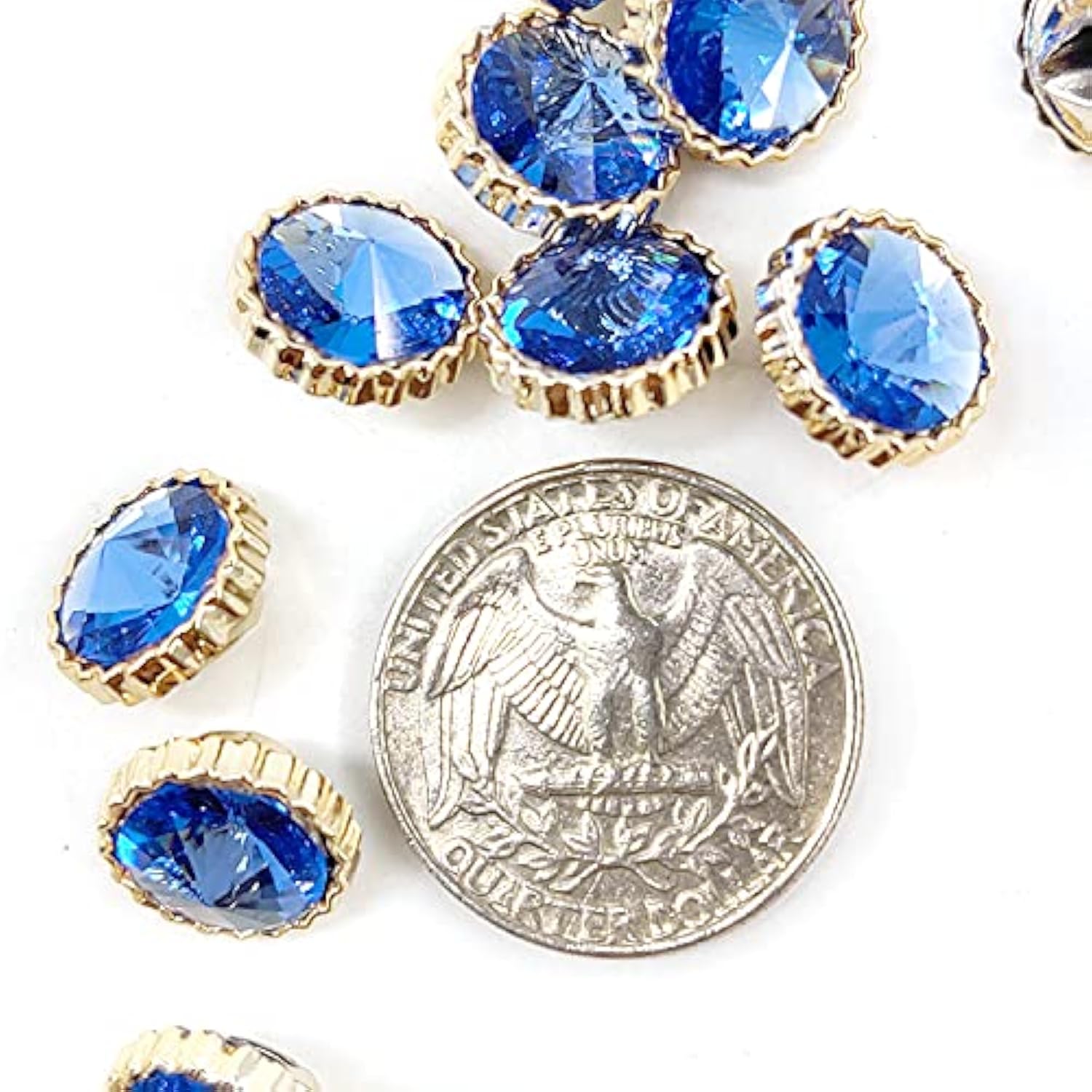 Decorative Blue Rhinestone Resin Sewing Shank Buttons 50 Pcs - 12.5Mm,