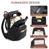 Leather Laptop Backpack For Women 15.6 Inch Laptop Travel Backpack Purse Casual Daypack With Laptop Compartment For College Work Nurse Business Weekender, Black