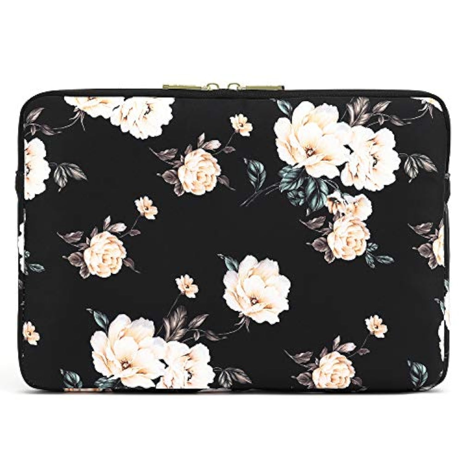 KAYOND 13 inch Laptop Sleeve, Compatible MacBook pro 14 and 12.5-13.3 inch, Water Repellent Bag,Shockproof case (13-13.3 inch, Black Peony)