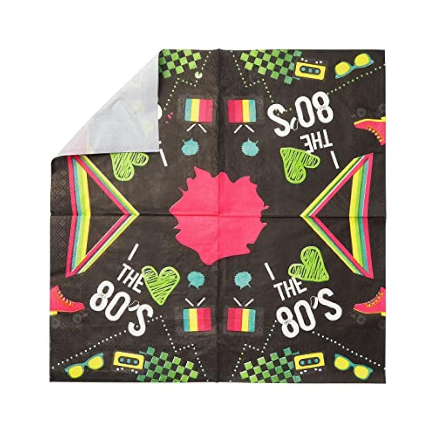 Serves 24 80S Birthday Party Decorations, Includes Plates, Napkins, Cups, And Cutlery, Back To The 80S Neon Party Supplies Pack, I Love The 80S Decor (144 Pieces Total)