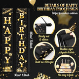 Happy Birthday Banner With Lights 71 X 12 Inch Led Happy Birthday Decoration Door Banner Party Porch Sign Outdoor Indoor Hanging Supplies For Women Men(Black Gold)