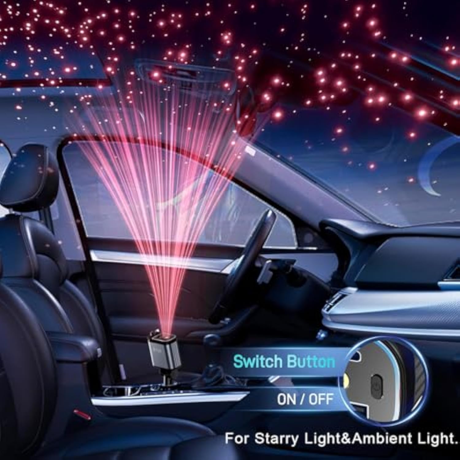 4 In 1 Retractable Usb C Car Charger,69W With Starry Light,Fast Charging For Iphone 16/15/14/13/12,Ipad,Android,Galaxy,Pixel,Cigarette Lighter Adapter (Lightning+Usb-C)