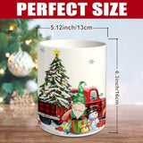 Christmas Kitchen Decor Ceramic Utensil Holder, Cute Christmas Gnome Truck Utensils Holder, Xmas Ceramic Utensils Crock For Rustic Farmhouse Indoor Kitchen Decorations(6.3 Inches)