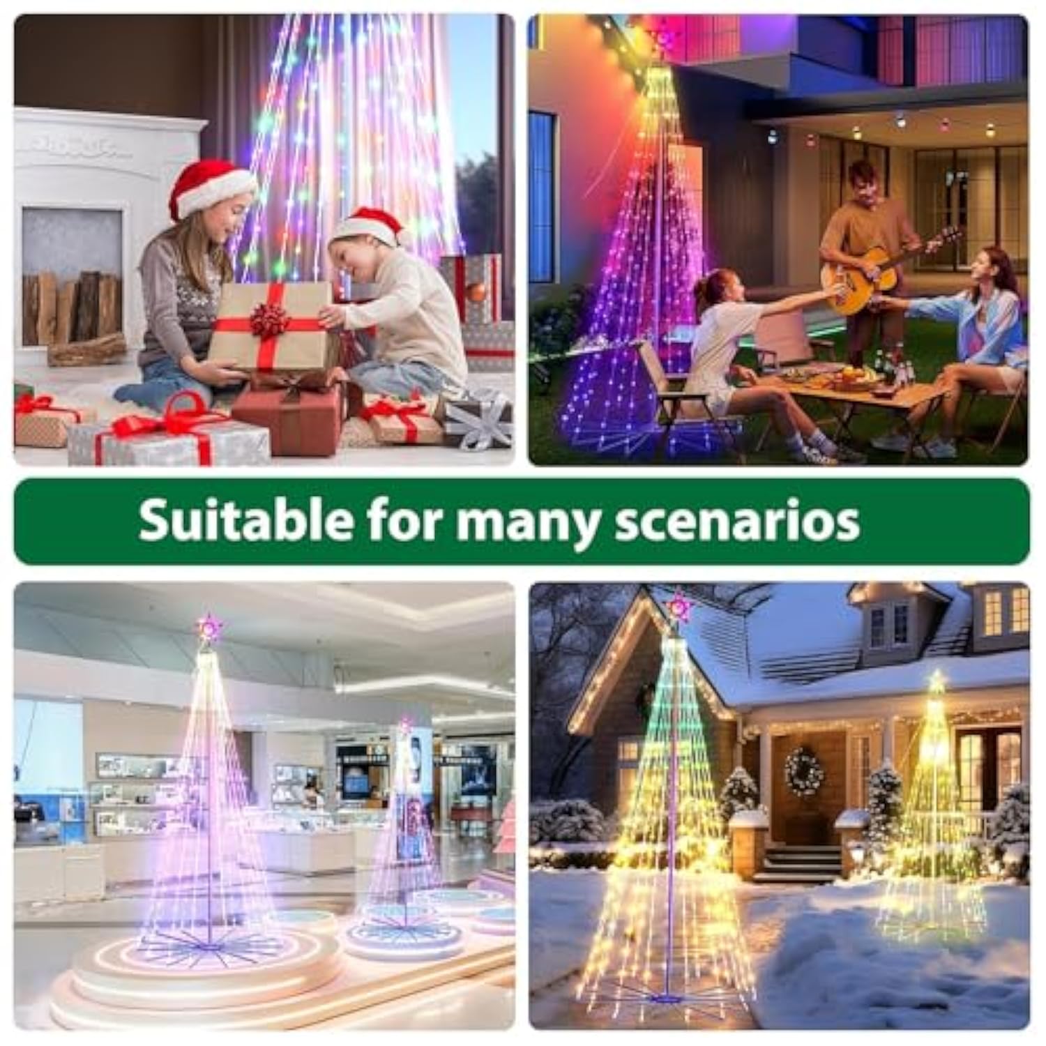 Outdoor Christmas Tree 9Ft 478 Leds Light Smart Spiral Cone Tree App And Remote Control, Music Sync Diy Functionality Perfect For Decor Yard And Parties