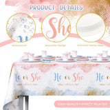 194 Pcs Gender Reveal Decorations Gender Reveal Paper Plates Cups And Napkins Sets He Or She Baby Shower Party Supplies Pink And Blue Disposable Tableware Set With Tablecloth Serves 24 Guests